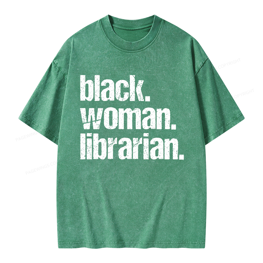Pagewings Black Woman Librarian Unisex Washed T-shirt