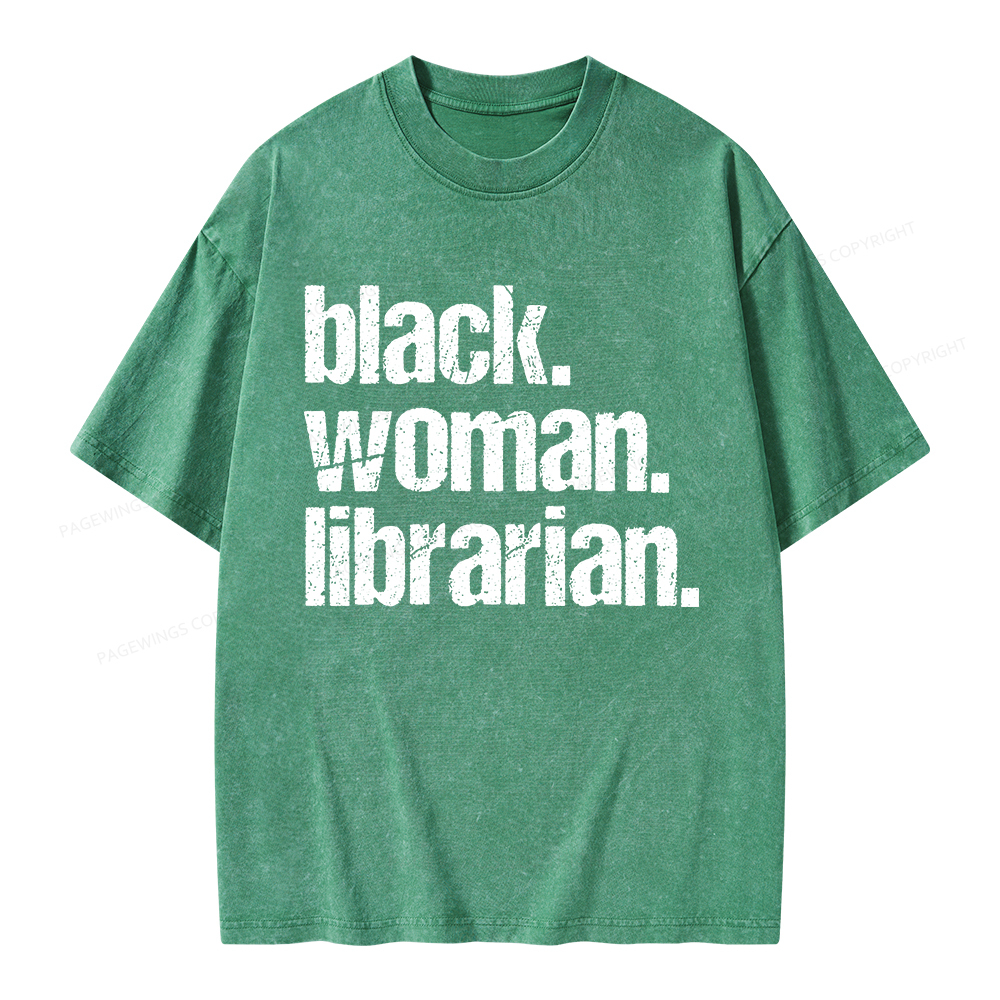 Pagewings Black Woman Librarian Unisex Washed T-shirt