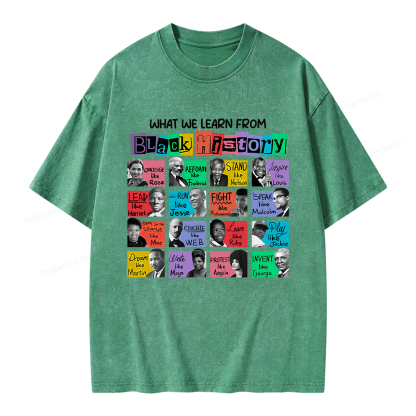 Pagewings What We Learn From Black History Unisex Washed T-shirt