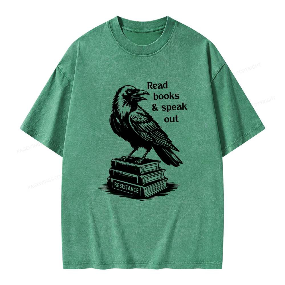 Pagewings Read Books Speak Out Unisex Washed T-shirt
