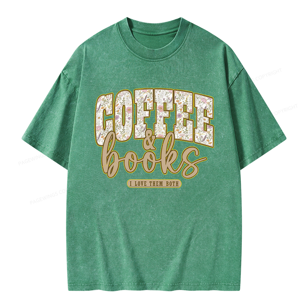 Pagewings Coffee and Books Unisex Washed T-shirt