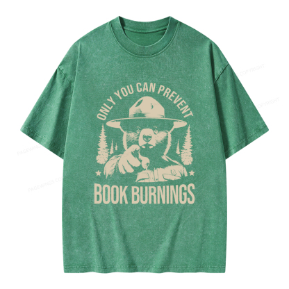 Pagewings Only You Can Prevent Book Burnings Unisex Washed T-shirt
