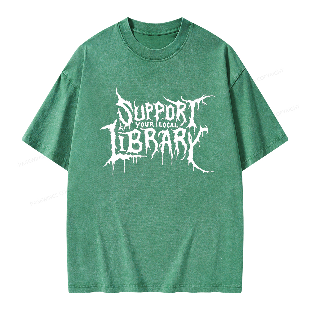 Pagewings Support Your Local Library Unisex Washed T-shirt