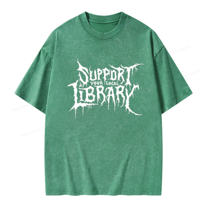 Pagewings Support Your Local Library Unisex Washed T-shirt