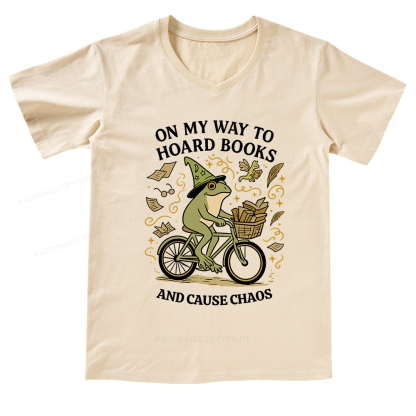 Pagewings On My Way To Hoard Books And Cause Chaos V-neck T-shirt