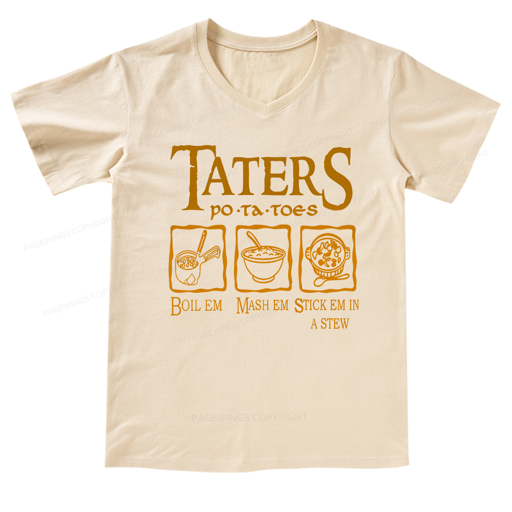 Pagewings Taters PoTaToes V-neck T-shirt