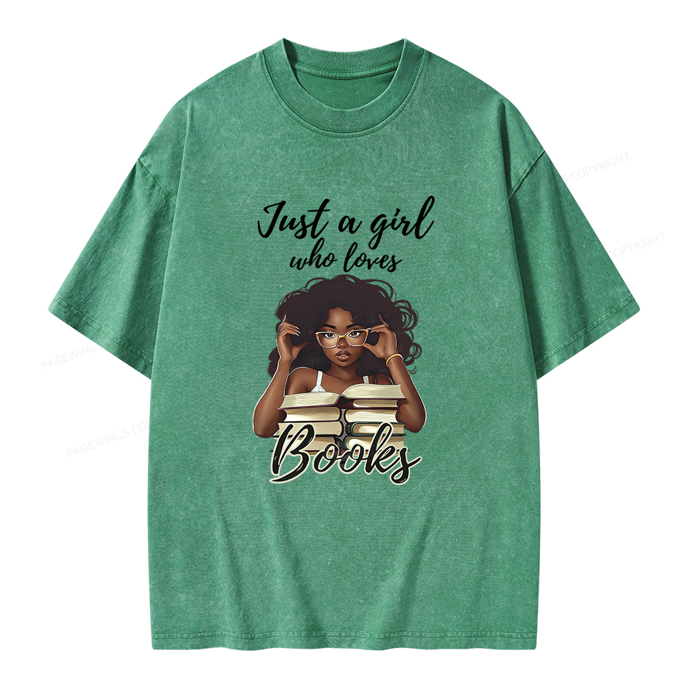 Pagewings Black Girl Reading Unisex Washed T-shirt