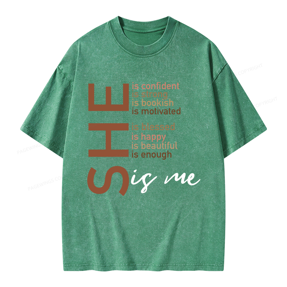 Pagewings Black Women She Is Me Unisex Washed T-shirt