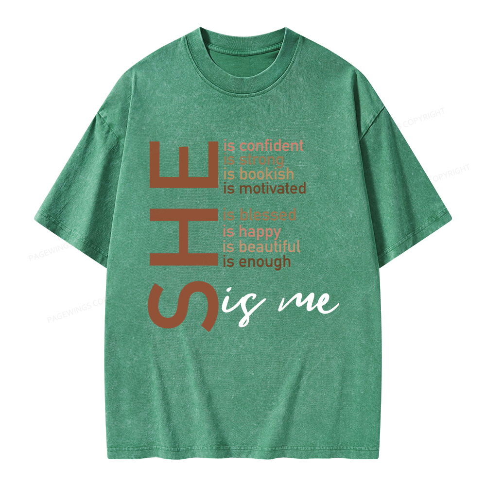 Pagewings Black Women She Is Me Unisex Washed T-shirt