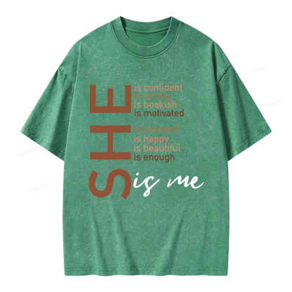 Pagewings Black Women She Is Me Unisex Washed T-shirt