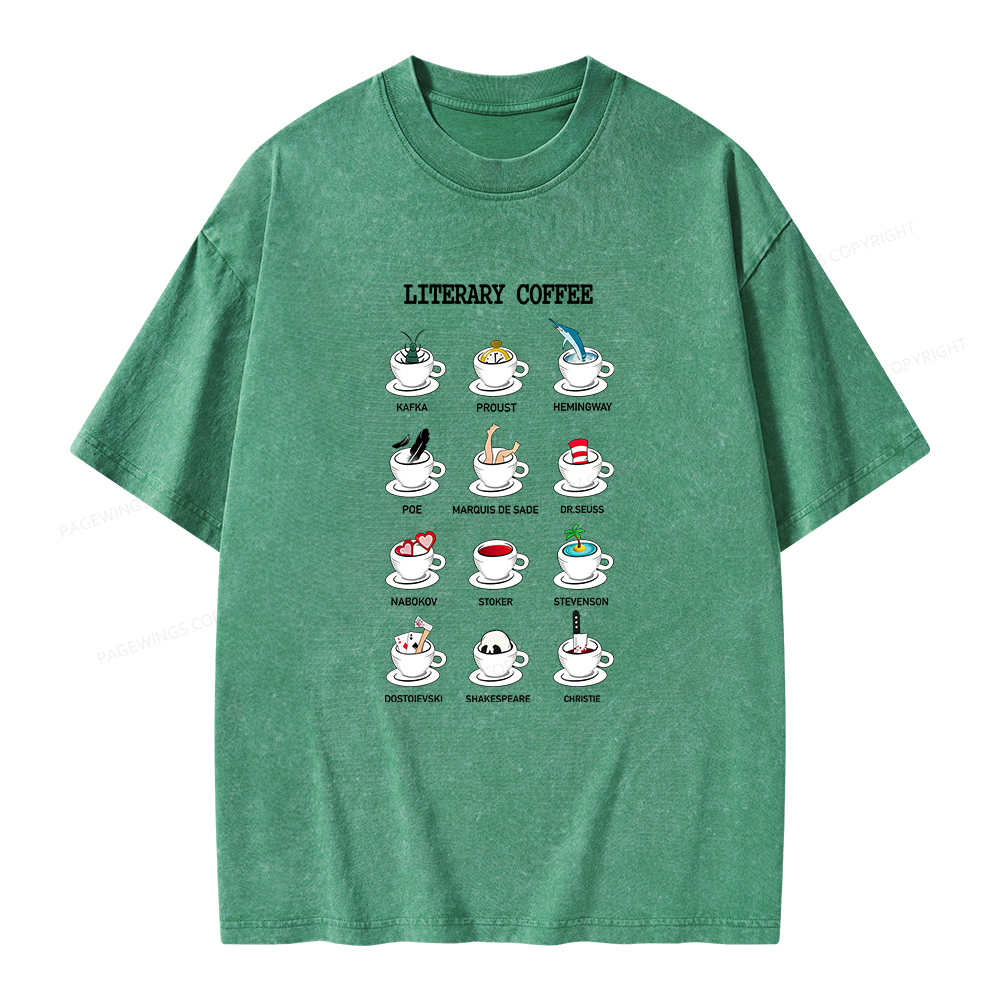 Pagewings Literary Coffee Unisex Washed T-shirt