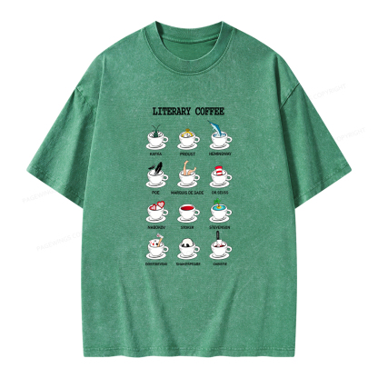 Pagewings Literary Coffee Unisex Washed T-shirt