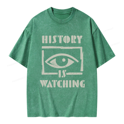 Pagewings History Is Watching Unisex Washed T-shirt