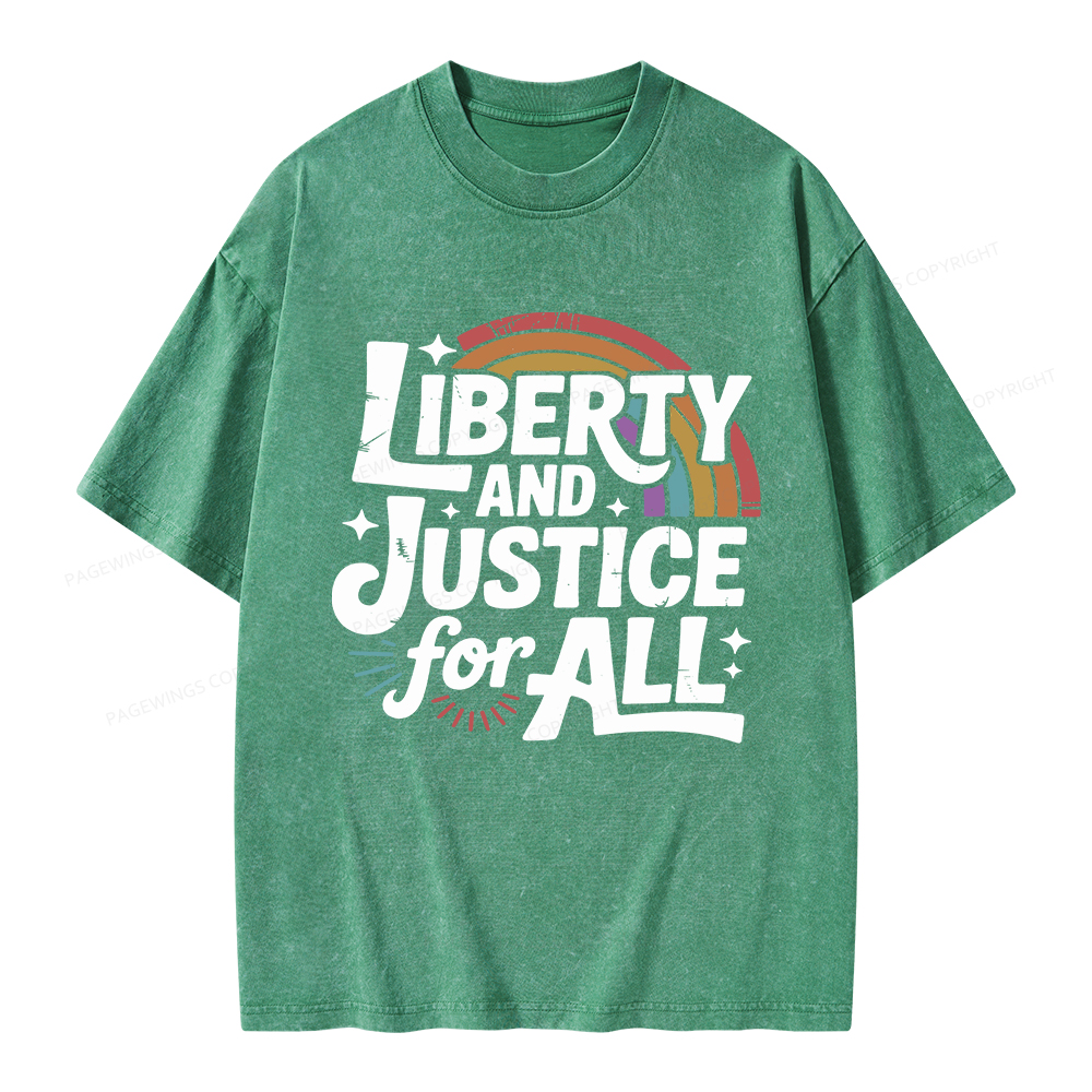 Pagewings Liberty And Justice For All Unisex Washed T-shirt
