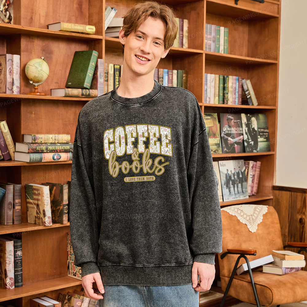 Pagewings Coffee And Books Washed Sweatshirt