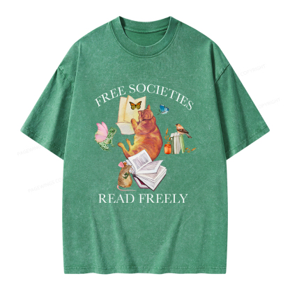 Pagewings Free societies read freely shirt Unisex Washed T-shirt