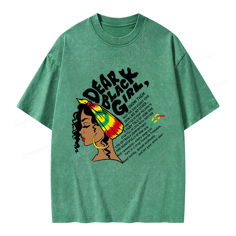 Pagewings Dear Black Girl Unisex Washed T-shirt