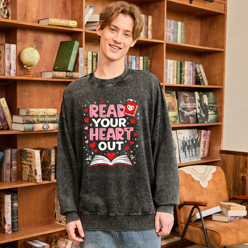 Pagewings Read Your Heart Out Valentine Washed Sweatshirt