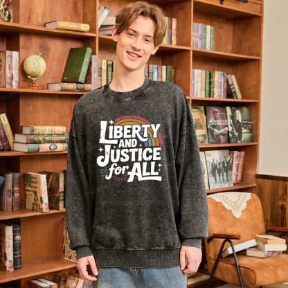 Pagewings Liberty And Justice For All Washed Sweatshirt