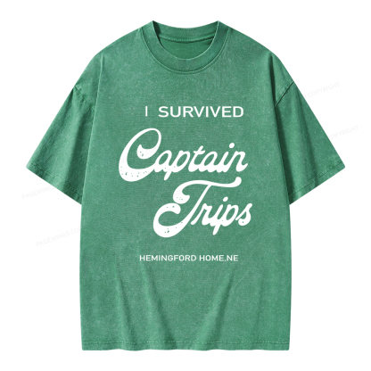 Pagewings I Survived Captain Trips Unisex Washed T-shirt