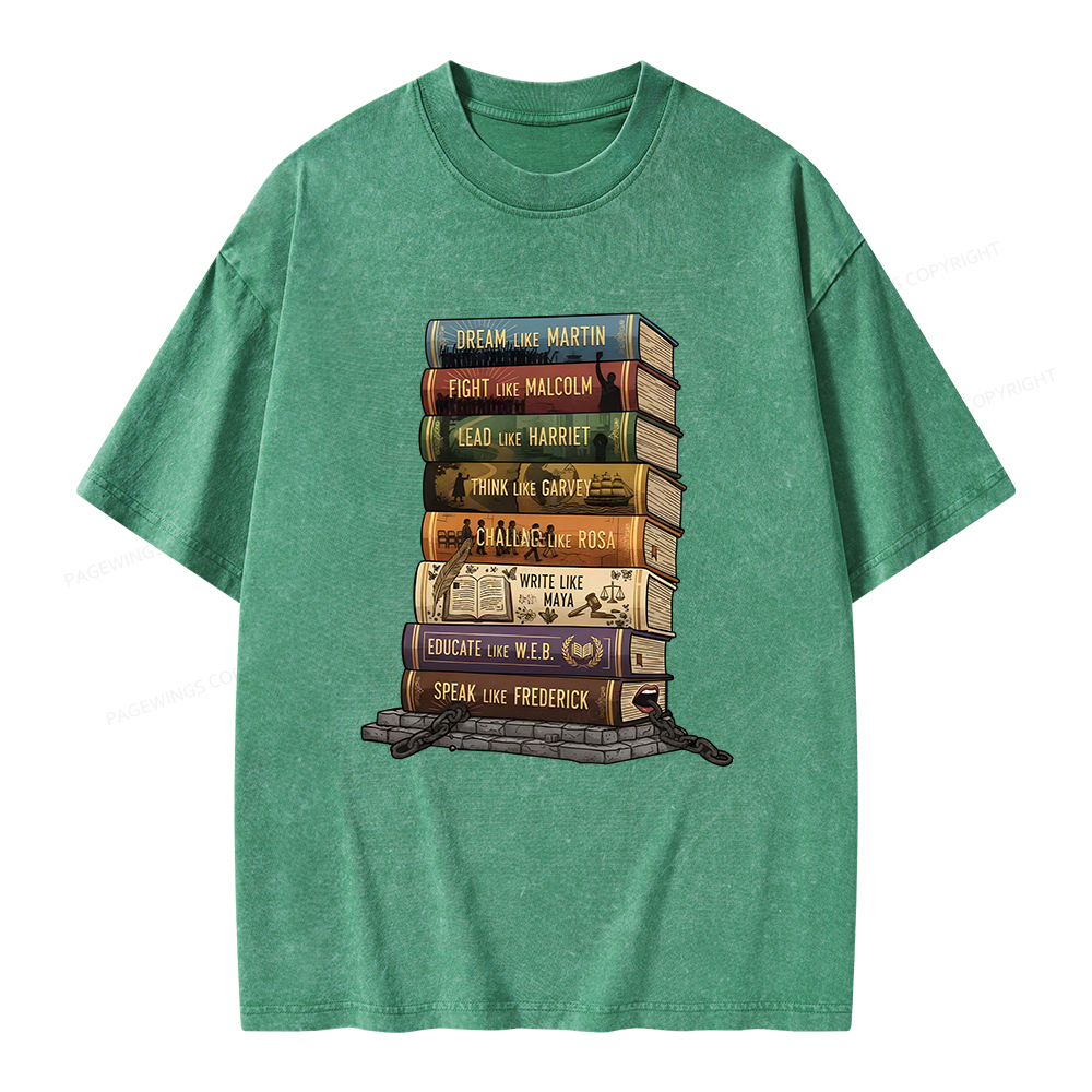Pagewings Black History Books Unisex Washed T-shirt