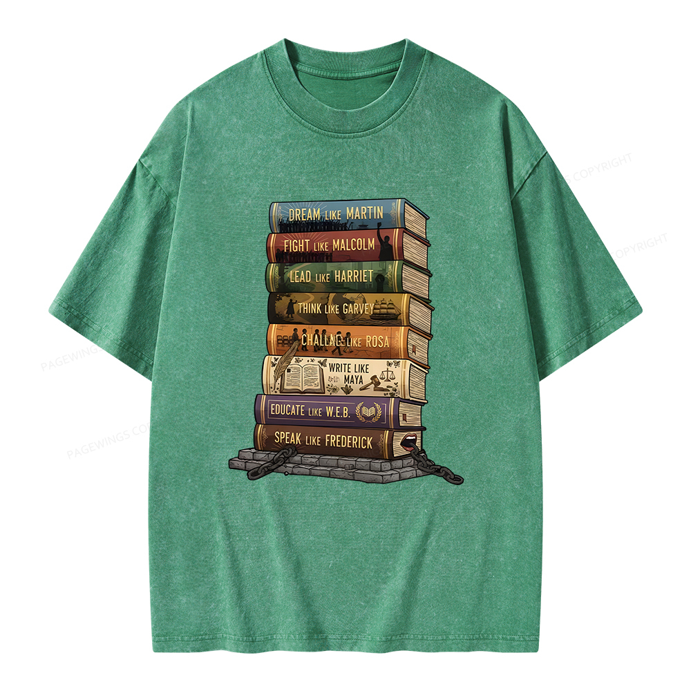 Pagewings Black History Books Unisex Washed T-shirt