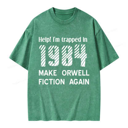 Pagewings Make Orwell Fiction Again Unisex Washed T-shirt