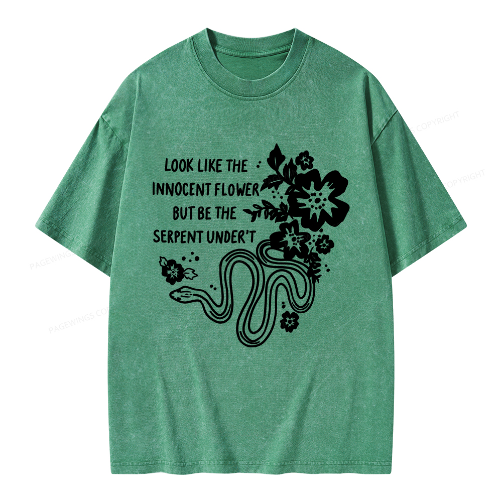 Pagewings Look Like The Innocent Flower Unisex Washed T-shirt