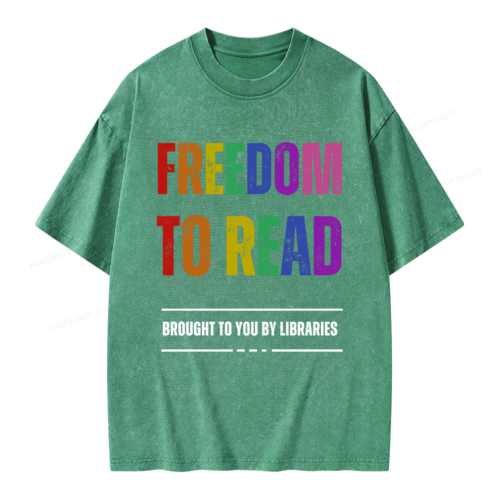 Pagewings Freedom to Read Unisex Washed T-shirt
