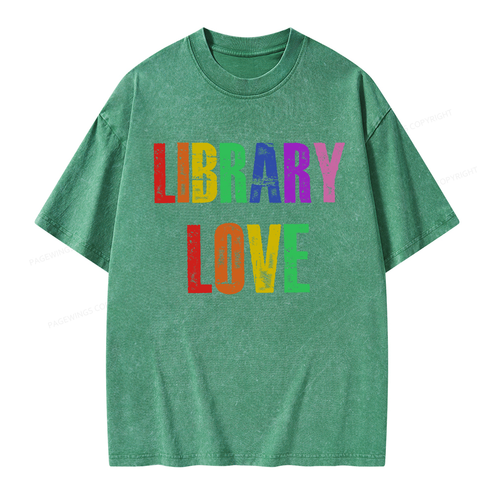 Pagewings Rainbow Library Love Unisex Washed T-shirt