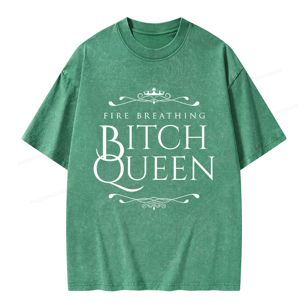 Pagewings Fire Breathing Bitch Queen Unisex Washed T-shirt
