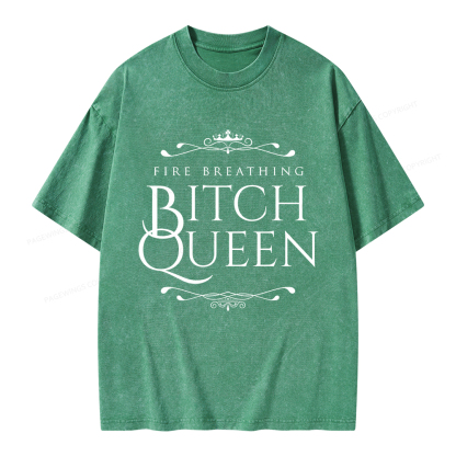 Pagewings Fire Breathing Bitch Queen Unisex Washed T-shirt