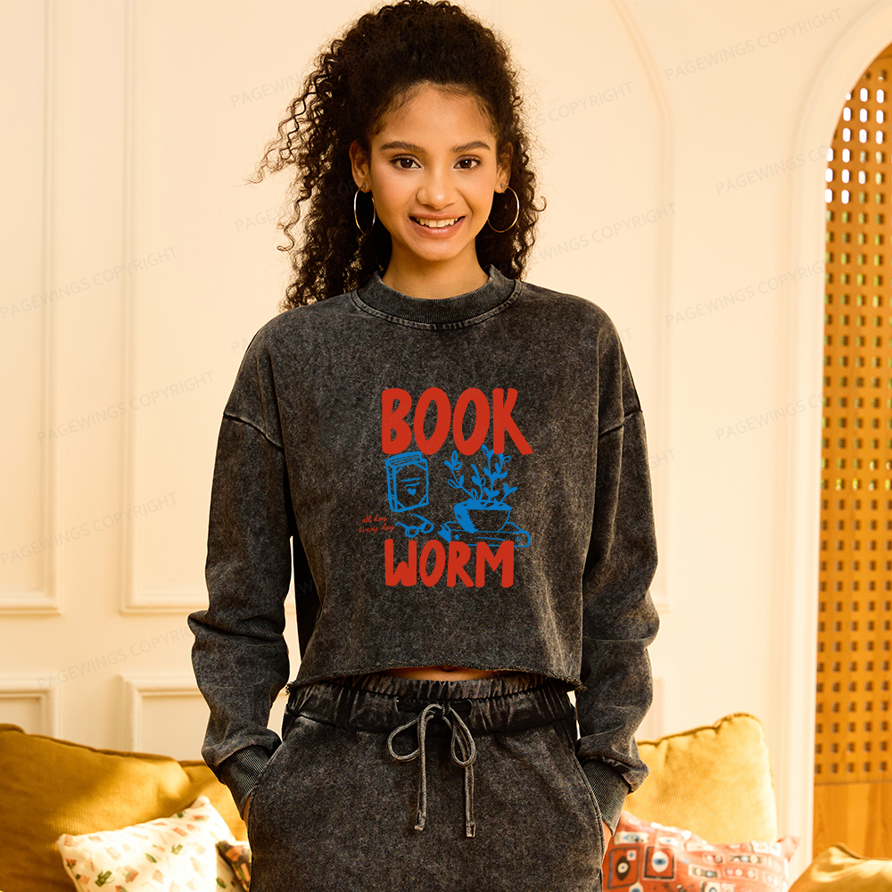 Pagewings Bookworm Washed Crop Sweatshirt