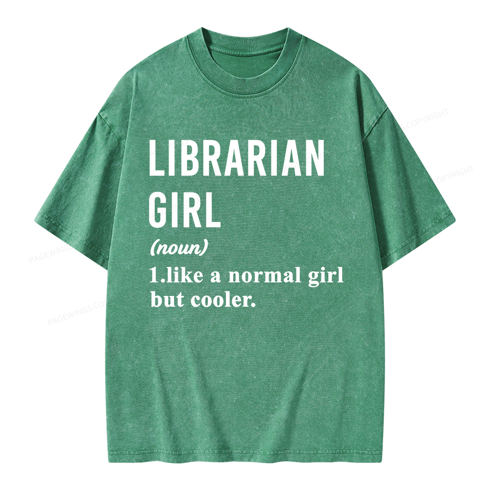 Pagewings Librarian Girl Unisex Washed T-shirt