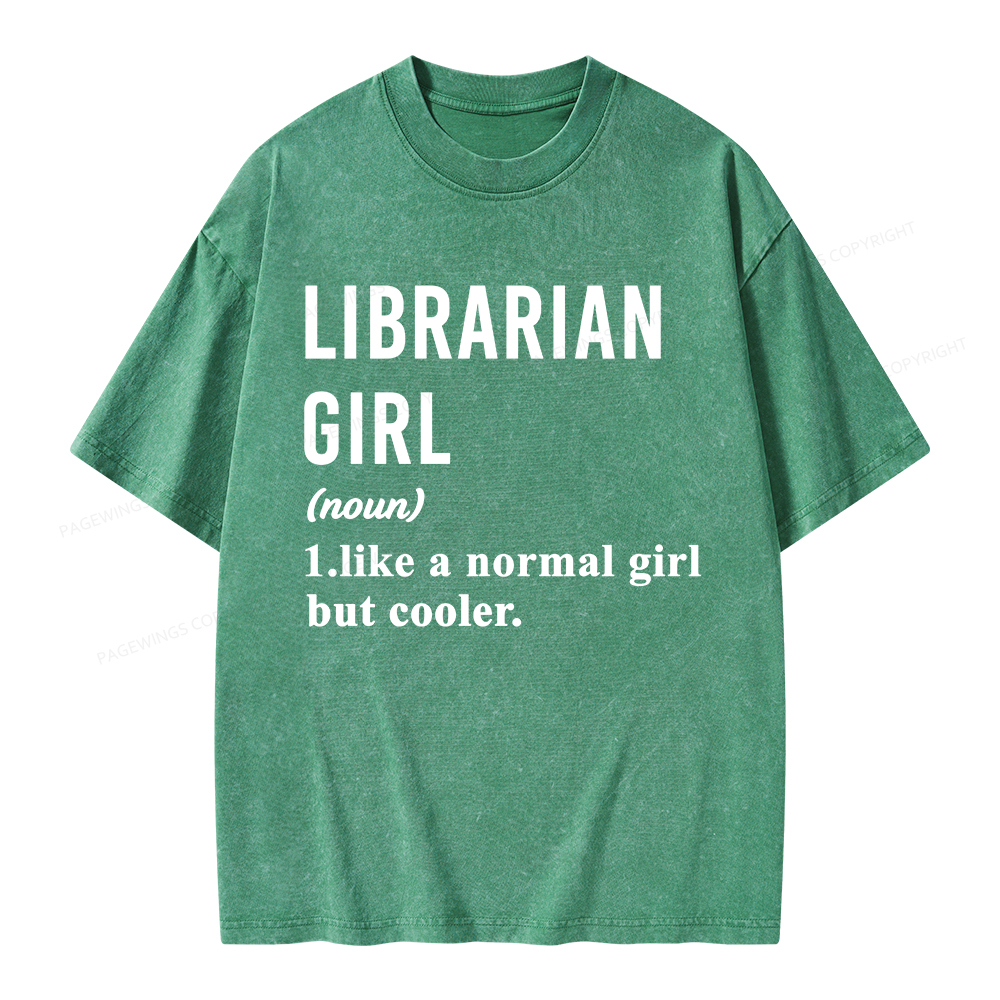 Pagewings Librarian Girl Unisex Washed T-shirt