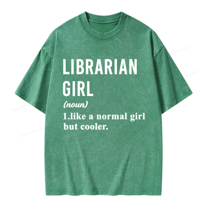 Pagewings Librarian Girl Unisex Washed T-shirt