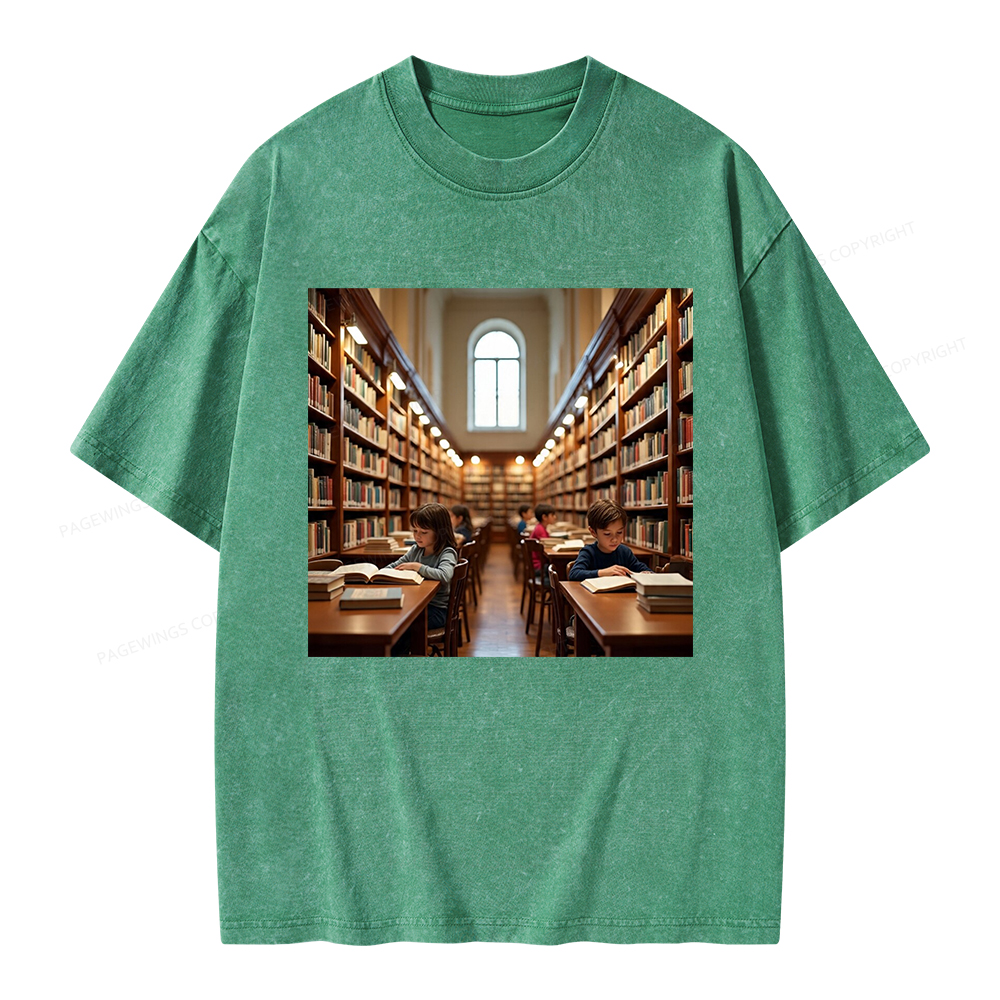 Pagewings Library Unisex Washed T-shirt