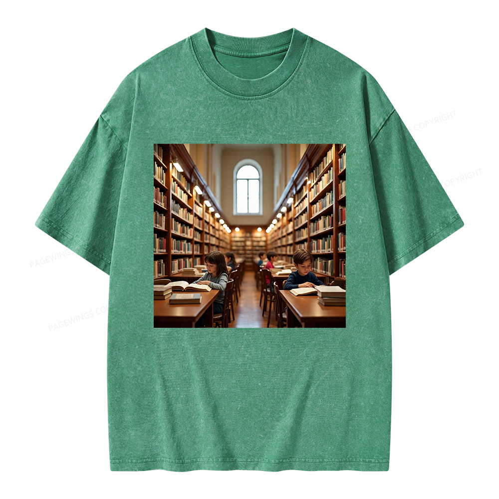 Pagewings Library Unisex Washed T-shirt