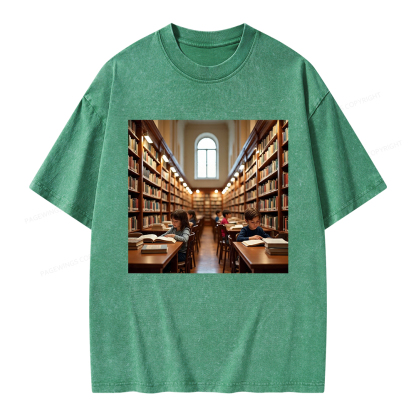 Pagewings Library Unisex Washed T-shirt