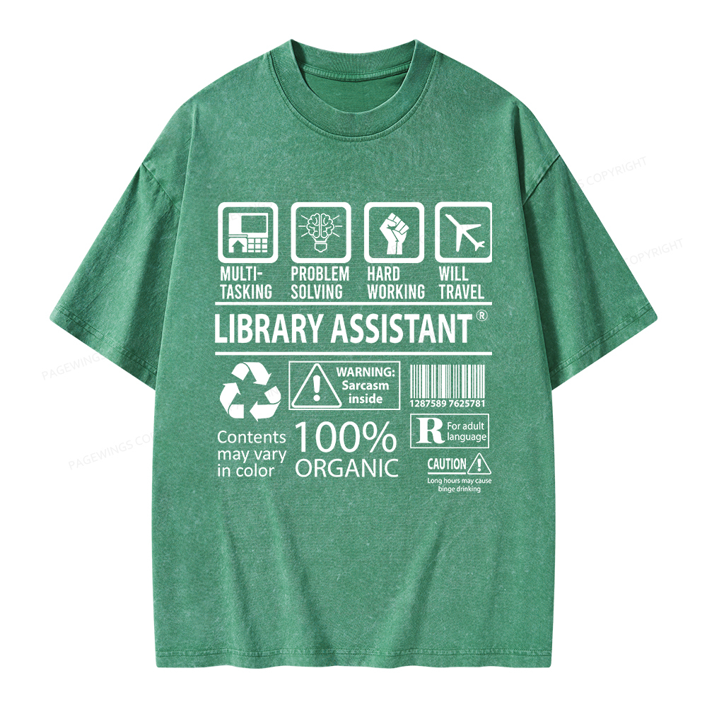Pagewings Library Assistant Unisex Washed T-shirt