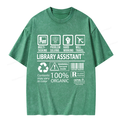 Pagewings Library Assistant Unisex Washed T-shirt