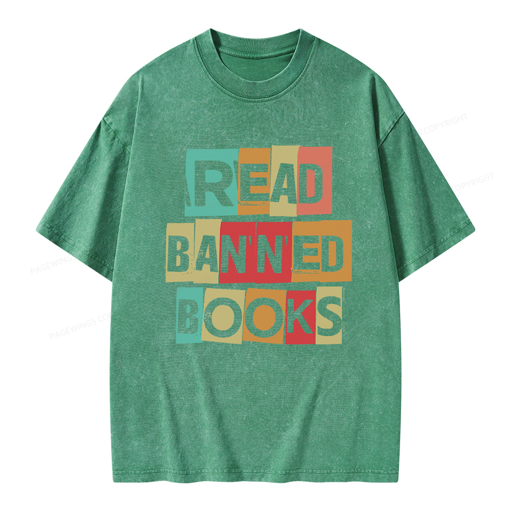 Pagewings Read Banned Books Shirt Unisex Washed T-shirt