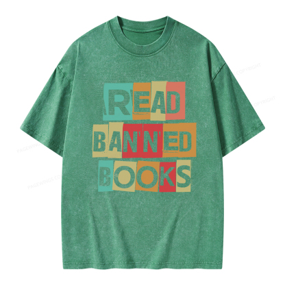 Pagewings Read Banned Books Shirt Unisex Washed T-shirt