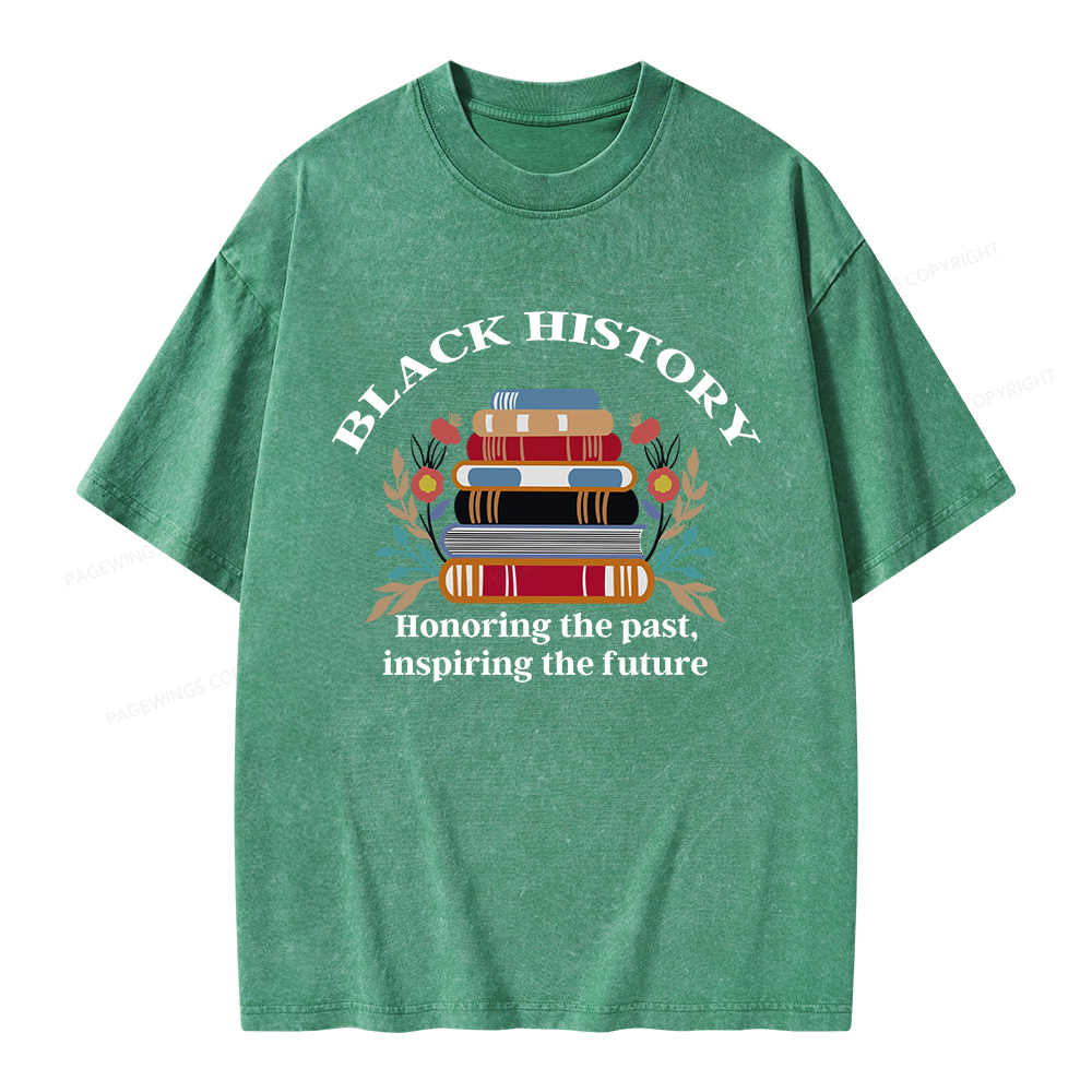 Pagewings Black History Honoring The Past Unisex Washed T-shirt