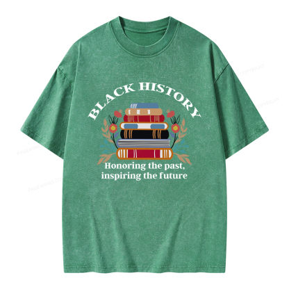 Pagewings Black History Honoring The Past Unisex Washed T-shirt