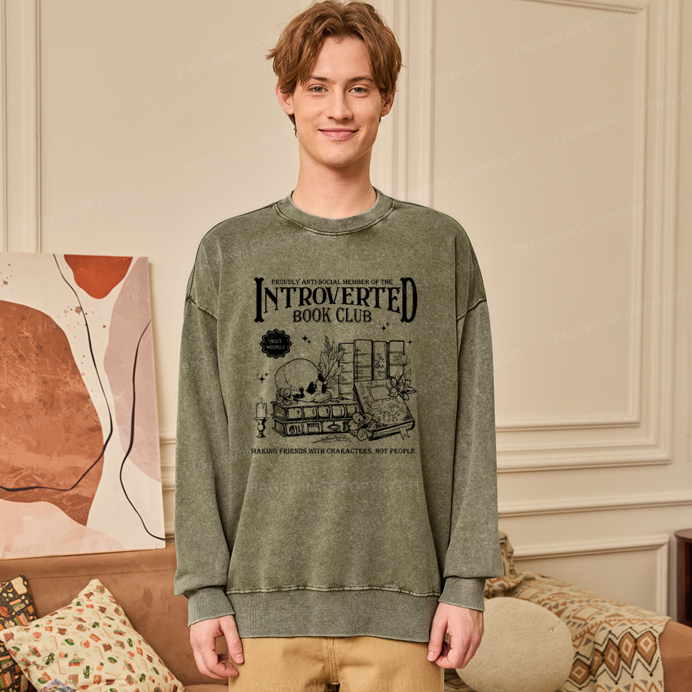 Pagewings Introverted Book Club Washed Sweatshirt