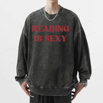 Pagewings Reading Is Sexy Shirt, Book Lover Shirt Unisex Washed Sweatshirt