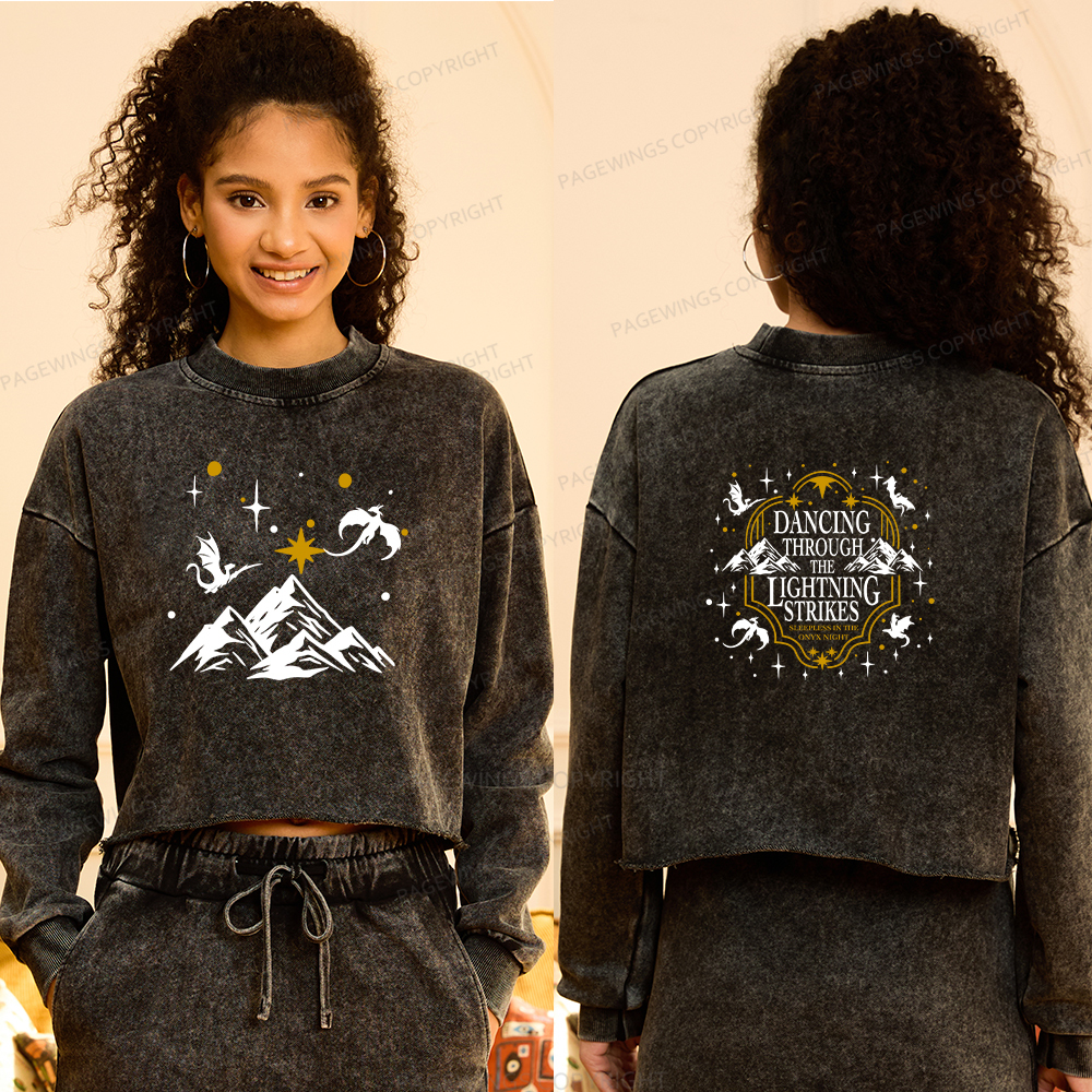Pagewings Dragon Lover Washed Crop Sweatshirt
