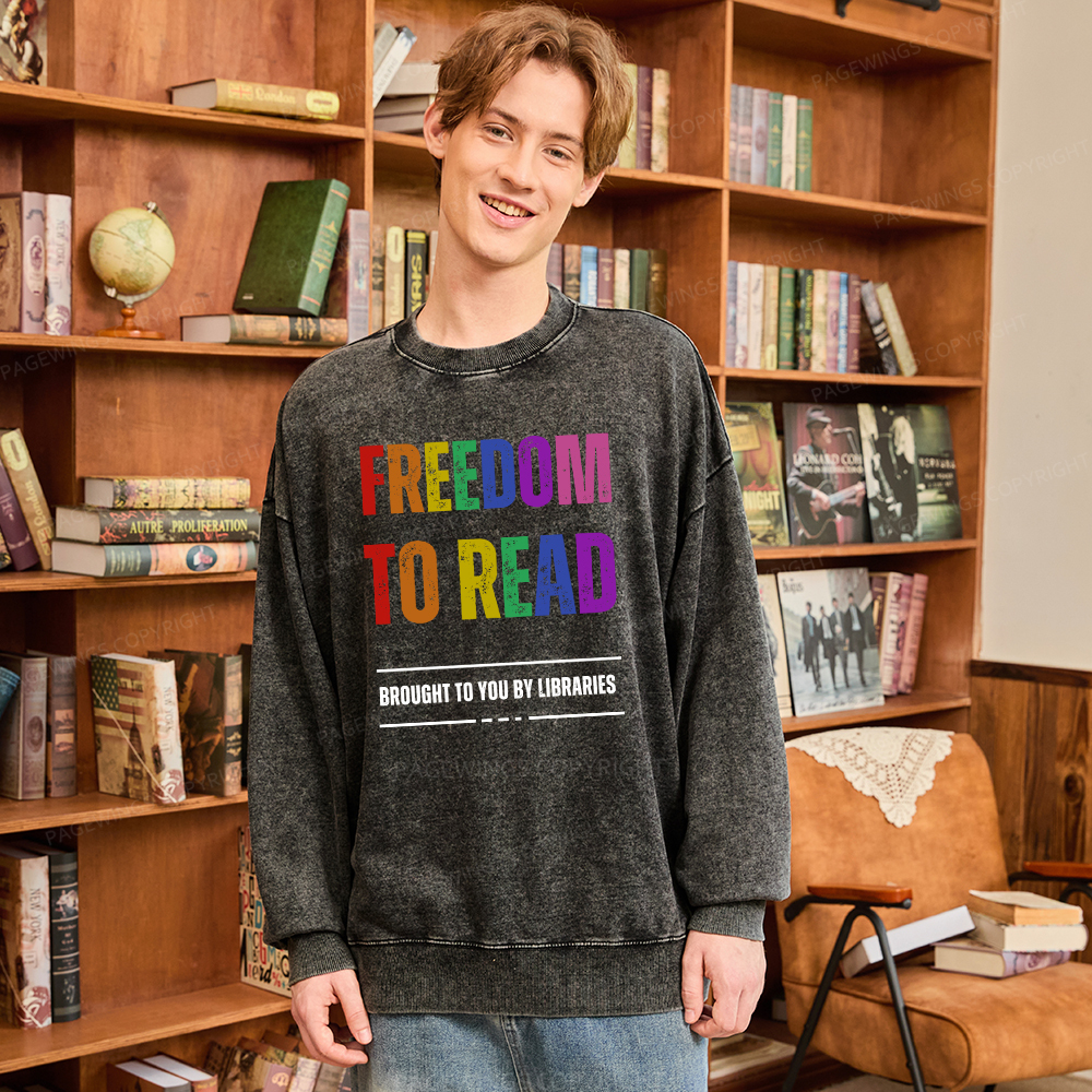 Pagewings Freedom to Read Washed Sweatshirt