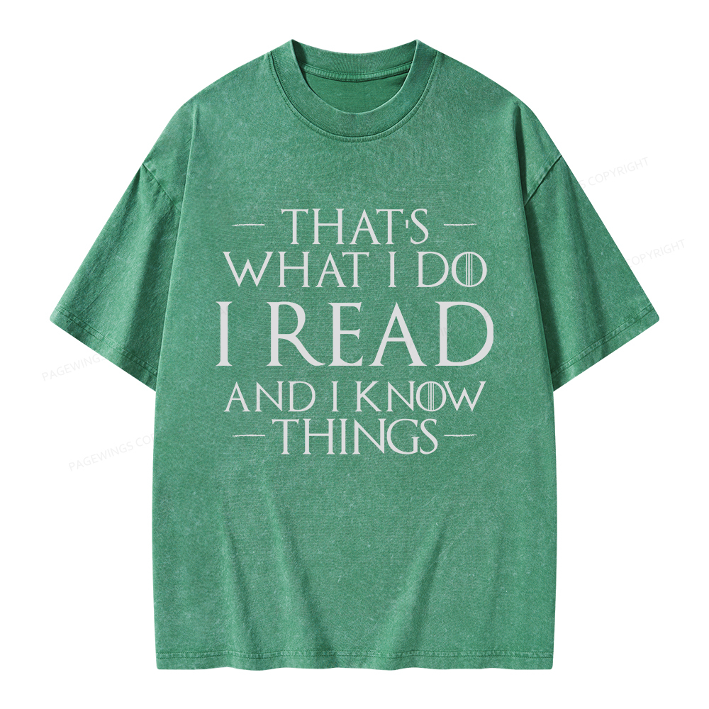 Pagewings I Read And I Know Things Unisex Washed T-shirt